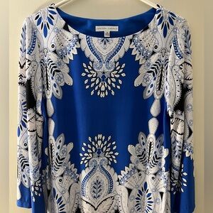 Sandra Darren Blue Paisley Print Dress